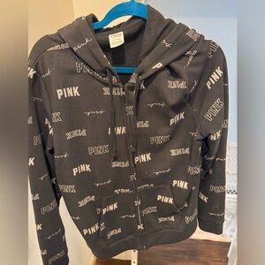 2 Piece Victoria Secret Pink Hoodie & Sweatpants Black& Silver /Silver Sparkle